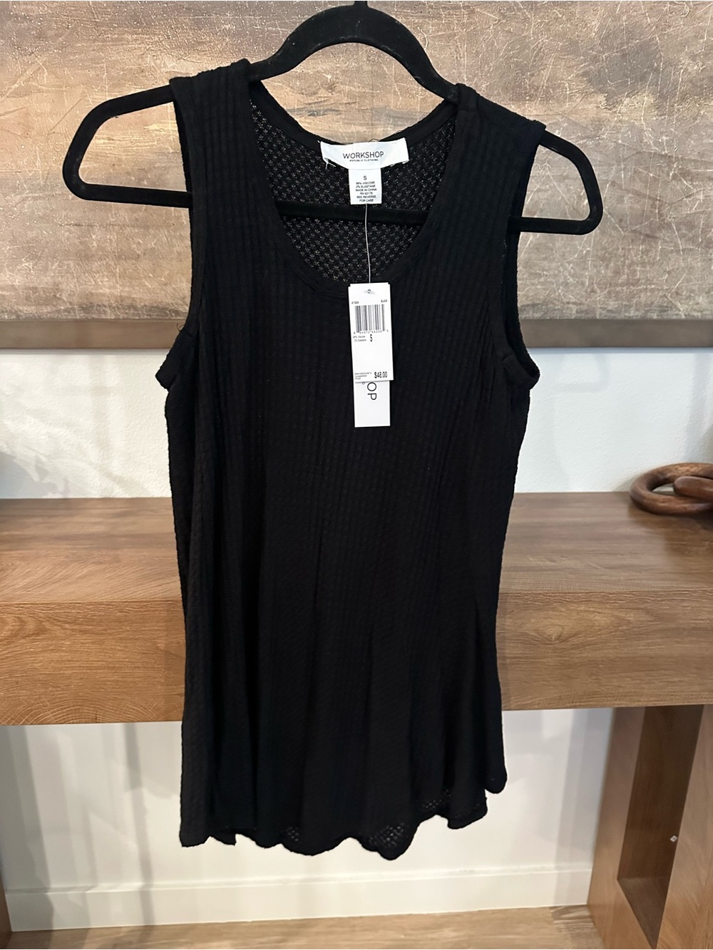 Workshop Republic Clothing Black Ribbed Sleeveless Tank